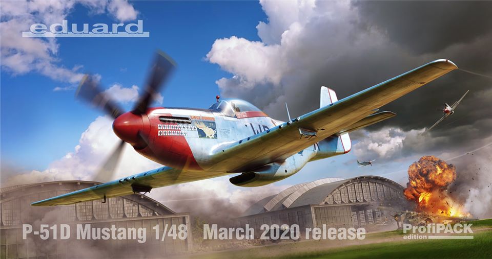Boxart pro čtvrtkovou stavebnici P-51D Mustang